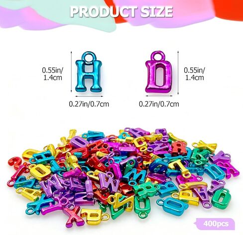 400pcs Large Alphabet Letter Beads,A-Z Big Bubble Letter Charms for Jewelry Making, Bracelets, Necklaces, Keychains, DIY Crafts, Plastic Beads for Personalized Accessories in Kuwait