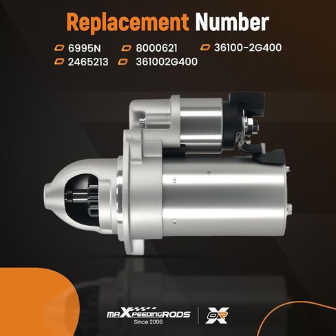 MaxPeedingRods 6949n محرك بداية جديدة لـ Hyundai Azera/Entourage/Santa Fe/Sonata 2006-2008/Veracruz 2007-2008 ، ل Kia Sedona 06-07/Amanti 2007-2008 ، استبدل 113326 8000172 36100-3c130 in Kuwait