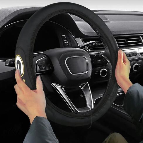 Sports Leather Steering Wheel Cover for Sports Fans Car Accessories, Universal Size fit for 14-15 Inch All Vehicle Steering Wheel Cover (E) in Kuwait