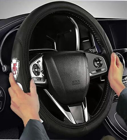 Sports Leather Steering Wheel Cover for Sports Fans Car Accessories, Universal Size fit for 14-15 Inch All Vehicle Steering Wheel Cover (E) in Kuwait
