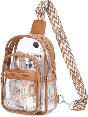 حقيبة صافية Moonbaby لأحداث الاستاد ، محفظة حقيبة ظهر واضحة للنساء مقاوم للماء TPU Crossbody Fanny Pack in Kuwait