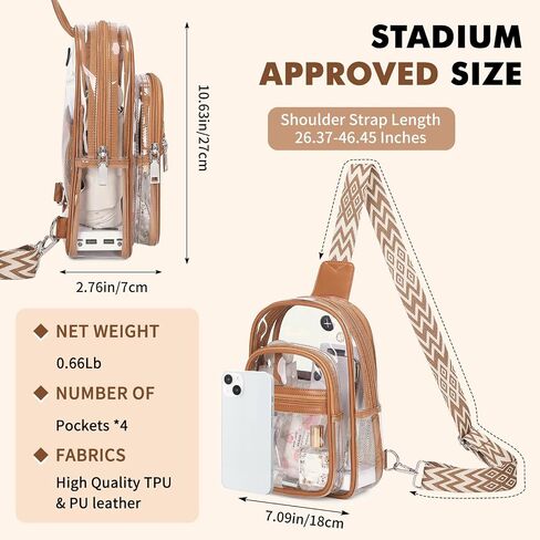 حقيبة صافية Moonbaby لأحداث الاستاد ، محفظة حقيبة ظهر واضحة للنساء مقاوم للماء TPU Crossbody Fanny Pack in Kuwait
