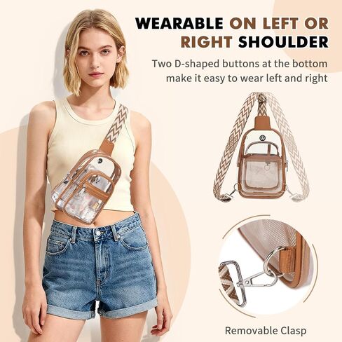 حقيبة صافية Moonbaby لأحداث الاستاد ، محفظة حقيبة ظهر واضحة للنساء مقاوم للماء TPU Crossbody Fanny Pack in Kuwait
