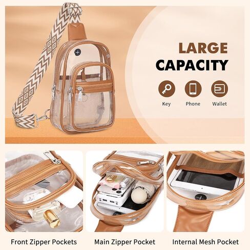 حقيبة صافية Moonbaby لأحداث الاستاد ، محفظة حقيبة ظهر واضحة للنساء مقاوم للماء TPU Crossbody Fanny Pack in Kuwait