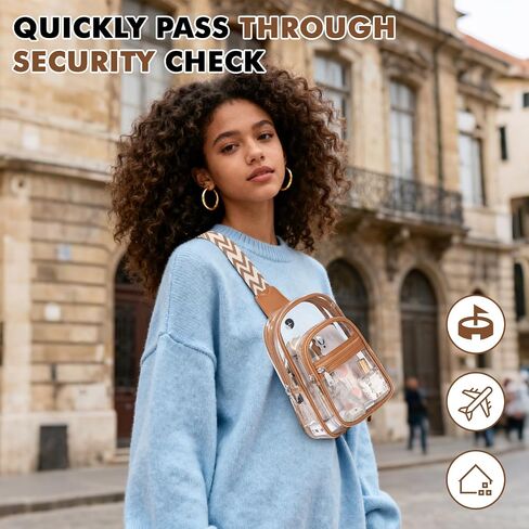 حقيبة صافية Moonbaby لأحداث الاستاد ، محفظة حقيبة ظهر واضحة للنساء مقاوم للماء TPU Crossbody Fanny Pack in Kuwait