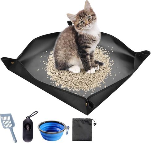 BNOSDM Travel Litter Box for Cats Portable Litter Boxes Kit Foldable Litterbox with Scoop Bowl Waterproof & Non-Stick for Car, Hotels, Outings, Temporary Stays in Saudi Arabia