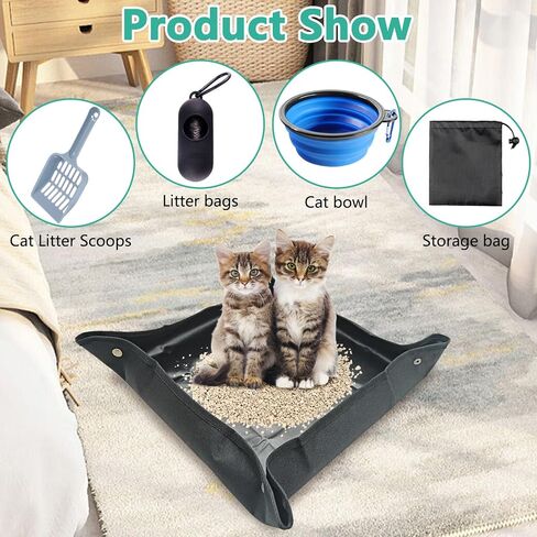 BNOSDM Travel Litter Box for Cats Portable Litter Boxes Kit Foldable Litterbox with Scoop Bowl Waterproof & Non-Stick for Car, Hotels, Outings, Temporary Stays in Saudi Arabia