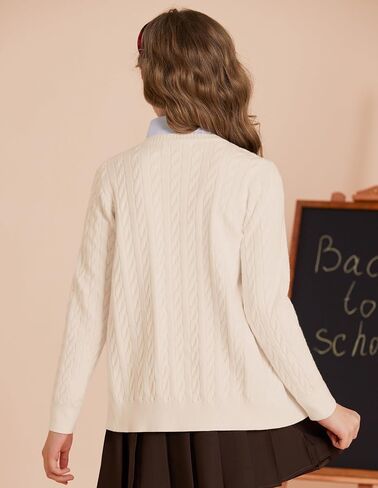 GRACE KARIN Girls Cardigan Button Front Cable Knitted School Uniform Sweater for 6-12 Years in Saudi Arabia