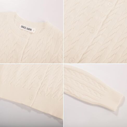 GRACE KARIN Girls Cardigan Button Front Cable Knitted School Uniform Sweater for 6-12 Years in Saudi Arabia