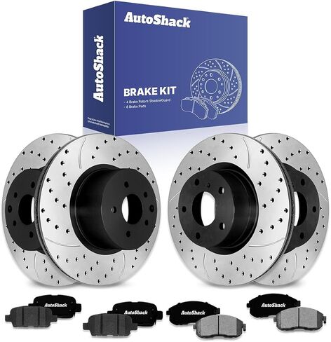 AutoShack Brake Kit Replacement for 2003-2005 INFINITI G35 2003-2005 Nissan 350Z 3.5L V6 AWD RWD Front Rear Drilled & Slotted E-Coated Disc Brake Rotors Ceramic Brakes Pads SCD815PR41351 in Saudi Arabia