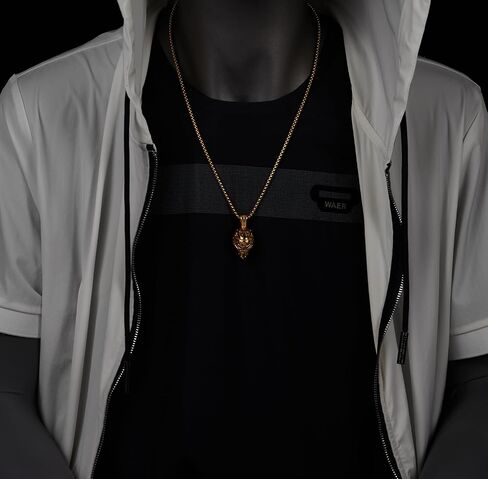 COOLSTEELANDBEYOND Mens Hockey Mask Pendant Necklace, Stainless Steel, Goalie Mask Design, 24 inch Wheat Chain in Saudi Arabia