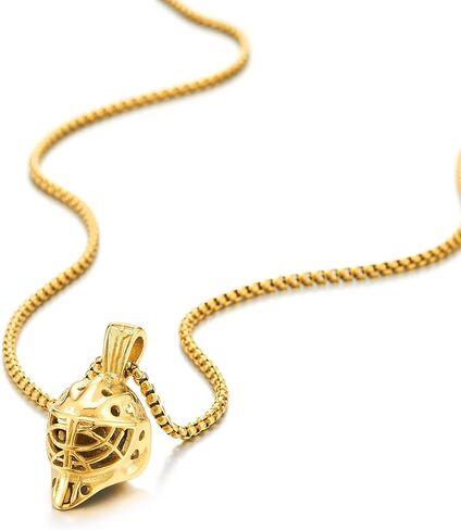 COOLSTEELANDBEYOND Mens Hockey Mask Pendant Necklace, Stainless Steel, Goalie Mask Design, 24 inch Wheat Chain in Saudi Arabia