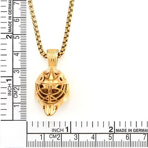 COOLSTEELANDBEYOND Mens Hockey Mask Pendant Necklace, Stainless Steel, Goalie Mask Design, 24 inch Wheat Chain in Saudi Arabia