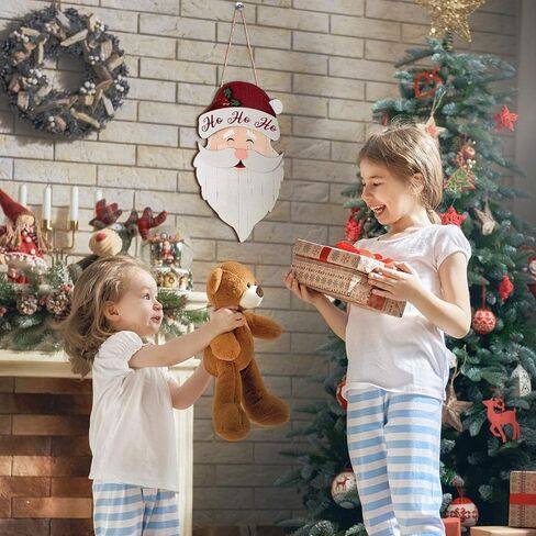 Christmas Hanging Santa Claus Sign Santa Wooden Indoor/Outdoor Decor Hanging Wall Ornament for Christmas Holidays Wooden Wall Door Home Decoration in Saudi Arabia
