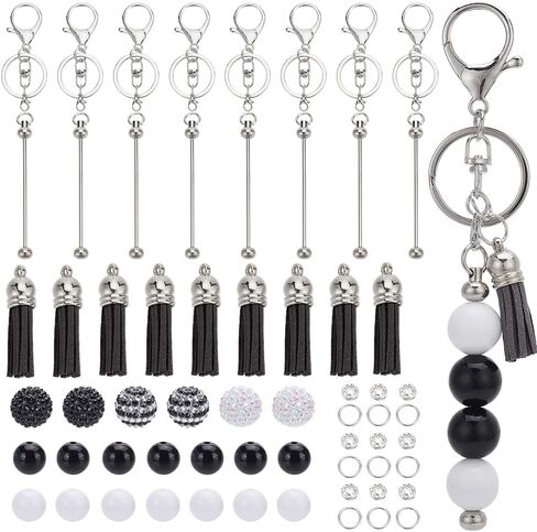 SUNNYCLUE DIY 6 Sets Keychain Making Kits Keychain Bar Bulk Daisy Flower Bead Round Silicone Focal Beads Beaded Bars Beadable Key Chains for Women Adults Gift Holiday Party Favor Supplies in Saudi Arabia