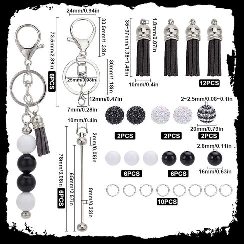 SUNNYCLUE DIY 6 Sets Keychain Making Kits Keychain Bar Bulk Daisy Flower Bead Round Silicone Focal Beads Beaded Bars Beadable Key Chains for Women Adults Gift Holiday Party Favor Supplies in Saudi Arabia