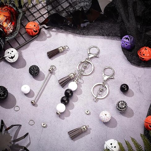 SUNNYCLUE DIY 6 Sets Keychain Making Kits Keychain Bar Bulk Daisy Flower Bead Round Silicone Focal Beads Beaded Bars Beadable Key Chains for Women Adults Gift Holiday Party Favor Supplies in Saudi Arabia