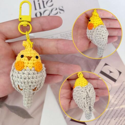 Crochet Bird Keychain, Handmade Weaving Parrot, Bag Pendant, Key Ring, Car Accessories, Gift for Friends, Family, kids in Kuwait