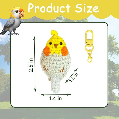 Crochet Bird Keychain, Handmade Weaving Parrot, Bag Pendant, Key Ring, Car Accessories, Gift for Friends, Family, kids in Kuwait