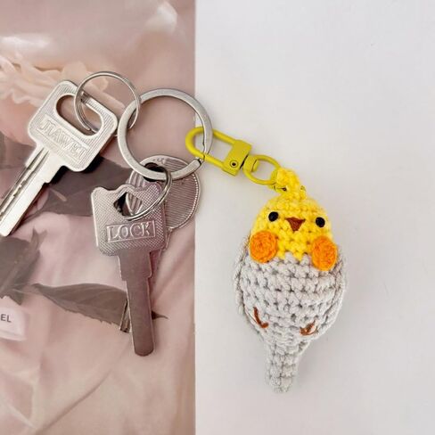 Crochet Bird Keychain, Handmade Weaving Parrot, Bag Pendant, Key Ring, Car Accessories, Gift for Friends, Family, kids in Kuwait