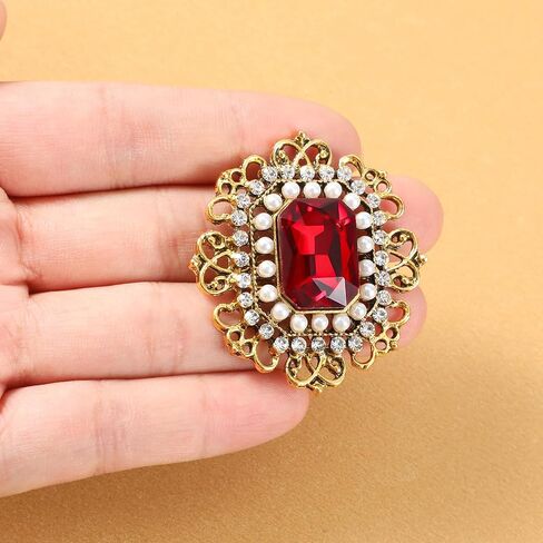 Antique Rhinestone Brooch Pin for Women Victorian Brooches Vintage Crystal Flower Lapel Pins Clip Elegant Floral For Wedding Christmas Ornament Hat Sweater Coat Scarves Dress Badges Jewelry in Saudi Arabia