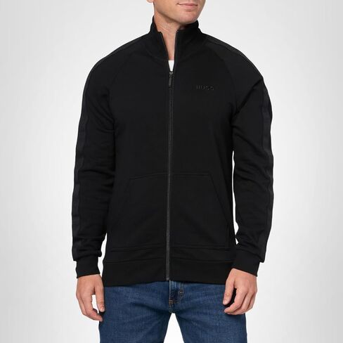 HUGO mens Stretch Cotton Logo Tape Zip Up Sweatshirt in Saudi Arabia
