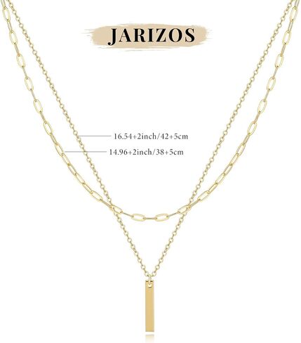 Dainty Gold Layered Necklace for Women,14k Gold Plated Paperclip Link Chain Cross Bar Heart Tag Cubic Zirconia Pendant Necklace Set,Gold Jewelry Gift for Women in Saudi Arabia