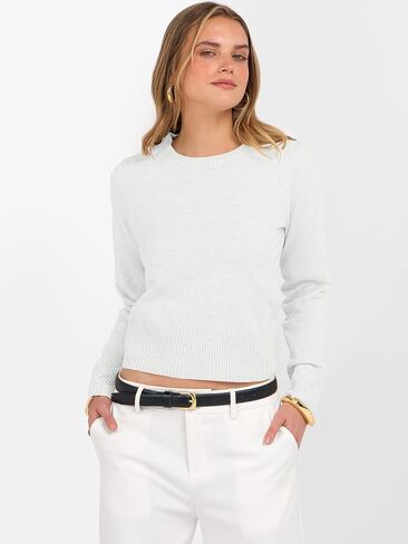 ANRABESS Women’s Long Sleeve Sweaters Cropped Crew Neck Business Casual Light Weight Sweater Tops Fall Fashion Clothes 2025 in Saudi Arabia