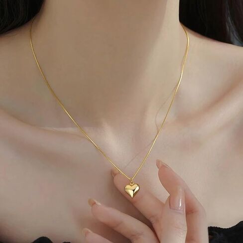 SLUYNZ 925 Sterling Silver Chunky Love Heart Choker Necklace for Women Teens Simple Love Heart Pendant Necklace in Saudi Arabia