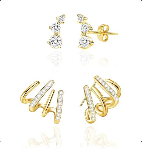 IMBOS Earrings for Women Trendy 14K Gold Stud Earrings Claw Earring Dainty Simple Minimalist Gold Earring Hypoallergenic Jewelry for Women Gifts in Saudi Arabia