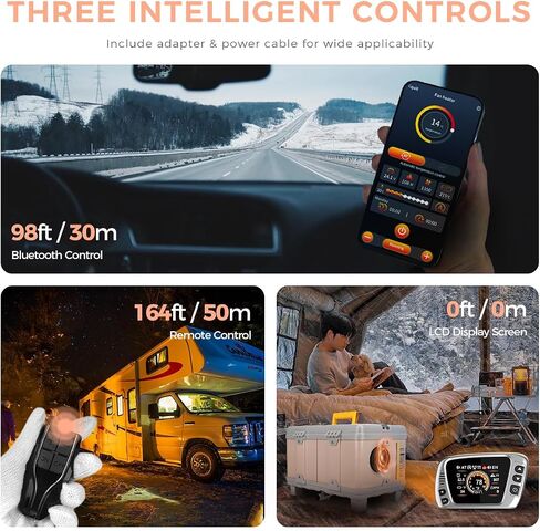 8KW سخان الديزل المحمول AC 110-240V/DC 12V 24V ، 2025 ترقية أدوات صندوق الديزل مع تطبيق Bluetooth وشاشة LCD ، وضع التهوية لشاحنات RV Truck Carage Garage in Kuwait