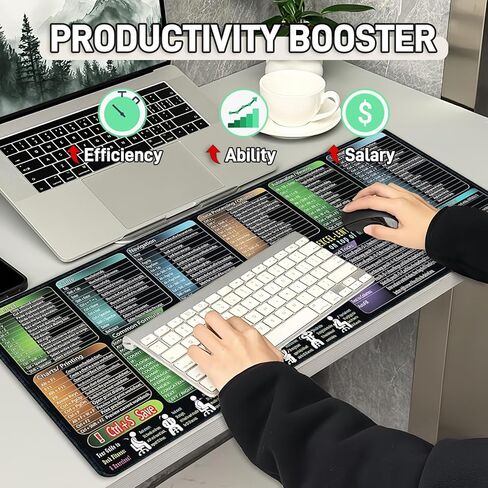 Excel/Word/Power Point/Computer Mouse pad, Large Excel Cheat Sheet Desk Pad, Over 210 Keyboard Shortcuts Mousepad, Non-Slip&Waterproof Desk mat(XL 31.5 x 11.8 in), Suitable for Office Use in Kuwait