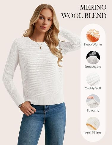 GRACE KARIN Women's Merino Wool Blend Sweater Fall Fashion 2025 Long Sleeve Crewneck Classic Business Casual Pullover in Saudi Arabia