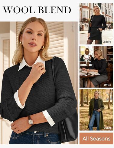 GRACE KARIN Women's Merino Wool Blend Sweater Fall Fashion 2025 Long Sleeve Crewneck Classic Business Casual Pullover in Saudi Arabia