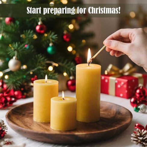 6 عبوات من شموع شمع النحل، شمعة طوارئ مشتعلة لمدة 210 ساعة، شموع عمودية من شمع النحل الطبيعي النقي بنسبة 100% للمنزل، شمعة عمود شمع النحل العضوية غير المعطرة للصلاة، بدون تنقيط وبدون دخان (2x4 بوصة) in Kuwait