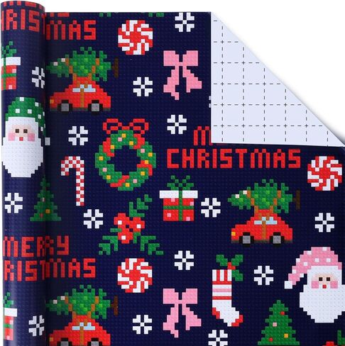 BIOBROWN Reversible Christmas Wrapping Paper, 17 Inch x 33 Feet (47 sq.ft) Nutcracker on Gold Foil with Happy Holidays Design Gift Wrap for Christmas, Xmas Party Celebration in Kuwait