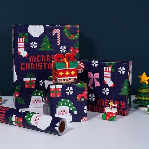 BIOBROWN Reversible Christmas Wrapping Paper, 17 Inch x 33 Feet (47 sq.ft) Nutcracker on Gold Foil with Happy Holidays Design Gift Wrap for Christmas, Xmas Party Celebration in Kuwait