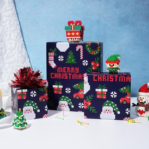 BIOBROWN Reversible Christmas Wrapping Paper, 17 Inch x 33 Feet (47 sq.ft) Nutcracker on Gold Foil with Happy Holidays Design Gift Wrap for Christmas, Xmas Party Celebration in Kuwait