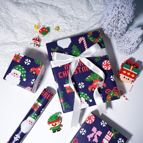 BIOBROWN Reversible Christmas Wrapping Paper, 17 Inch x 33 Feet (47 sq.ft) Nutcracker on Gold Foil with Happy Holidays Design Gift Wrap for Christmas, Xmas Party Celebration in Kuwait