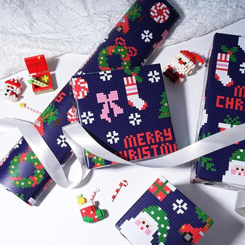 BIOBROWN Reversible Christmas Wrapping Paper, 17 Inch x 33 Feet (47 sq.ft) Nutcracker on Gold Foil with Happy Holidays Design Gift Wrap for Christmas, Xmas Party Celebration in Kuwait