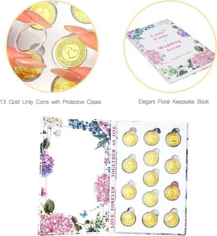 Tingku Gold Wedding Unity Coins مجموعة Arras de Boda Cermony Cermony Ceremony Arrhae Coin مع صندوق جمع الكتب - اللغة الإنجليزية in Kuwait