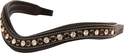 Exion Horse Browband For English Bridle | Curved Shape Padded Equestrian Browband For Show & Dressage | Clear, Burgundy Crystal Browband For Horses in Saudi Arabia