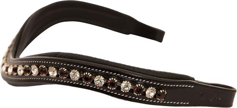 Exion Horse Browband For English Bridle | Curved Shape Padded Equestrian Browband For Show & Dressage | Clear, Burgundy Crystal Browband For Horses in Saudi Arabia