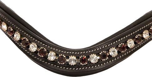 Exion Horse Browband For English Bridle | Curved Shape Padded Equestrian Browband For Show & Dressage | Clear, Burgundy Crystal Browband For Horses in Saudi Arabia