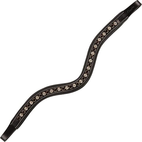 Exion Horse Browband For English Bridle | Curved Shape Padded Equestrian Browband For Show & Dressage | Clear, Burgundy Crystal Browband For Horses in Saudi Arabia