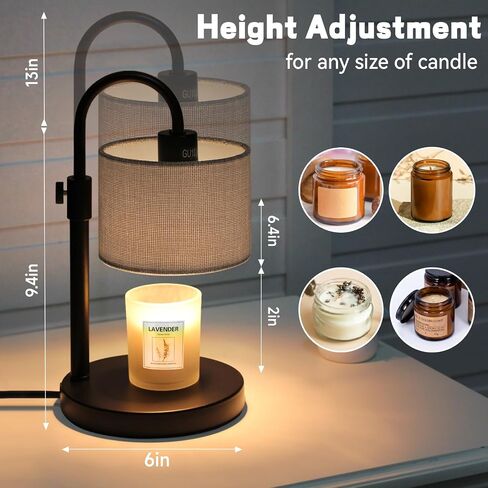 Boho Candle Warmer Lamp, Adjustable Height Candle Wax Warmer with Timer, Candle Lamp for Jar Candles, Home Decor House Warming Gifts Natural Hemp Rope in Saudi Arabia