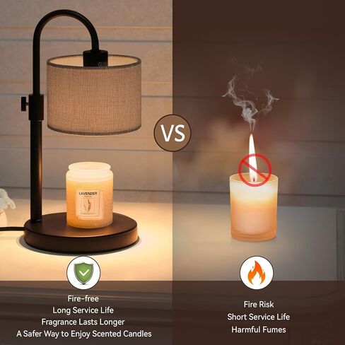 Boho Candle Warmer Lamp, Adjustable Height Candle Wax Warmer with Timer, Candle Lamp for Jar Candles, Home Decor House Warming Gifts Natural Hemp Rope in Saudi Arabia