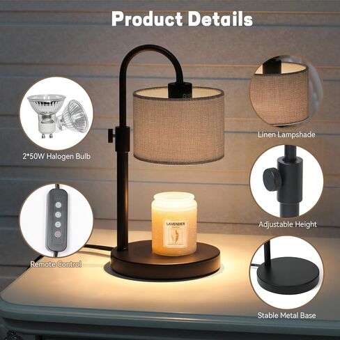 Boho Candle Warmer Lamp, Adjustable Height Candle Wax Warmer with Timer, Candle Lamp for Jar Candles, Home Decor House Warming Gifts Natural Hemp Rope in Saudi Arabia