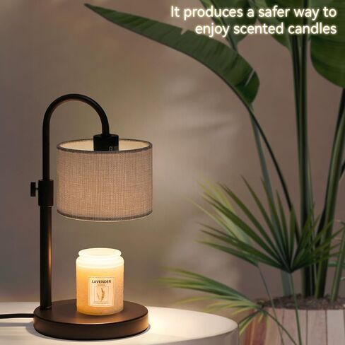 Boho Candle Warmer Lamp, Adjustable Height Candle Wax Warmer with Timer, Candle Lamp for Jar Candles, Home Decor House Warming Gifts Natural Hemp Rope in Saudi Arabia