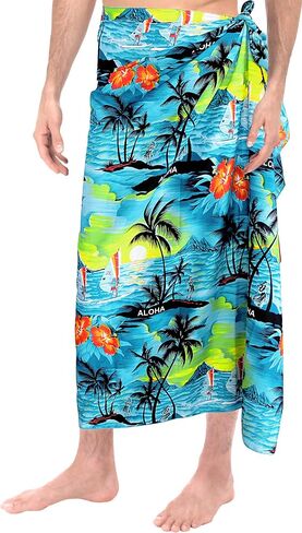 La Leela Men's Sarong Swim Bath Pareo Aloha in Kuwait